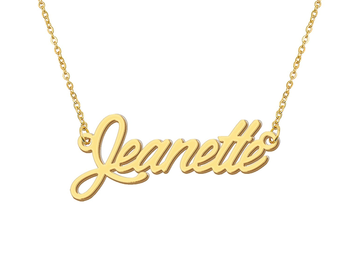 Aoloshow 18k Gold Plated Jeanette Name Initial Necklace Womens Nameplate Necklaces Stainless Steel Jewelry for Moms