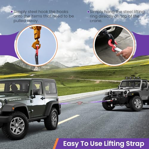 Vigtayue 2 PCS Lifting Slings Straps with Hooks - 3.3 FT, 4409LB Pounds Capacity, Polyester Bridle Sling, Heavy Duty Two L...