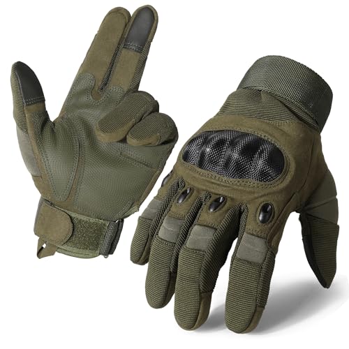 MVPTOO Motorcycle Tactical Gloves for Men - Touchscreen, Hard Shell & Palm Padding for Airsoft Paintball Hunting Hiking Ca...