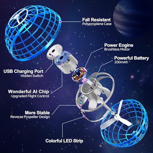 OFUN Flying Orb Ball Toys 2025 - Hover Ball Cosmic Globe Boomerang, Hand Controlled Drone Orbit, Cool Spinning Outdoor Toy...