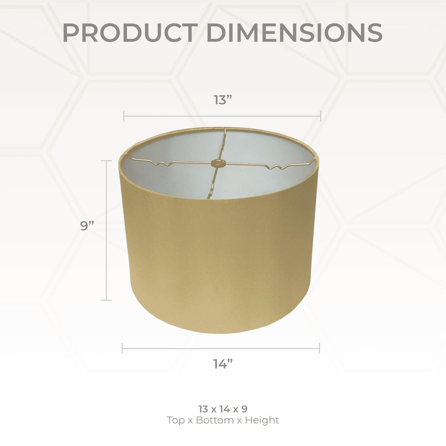 Royal Designs, Inc. Shallow Drum Lamp Shade HB-610-14AGL 13x14x9 Antique Gold
