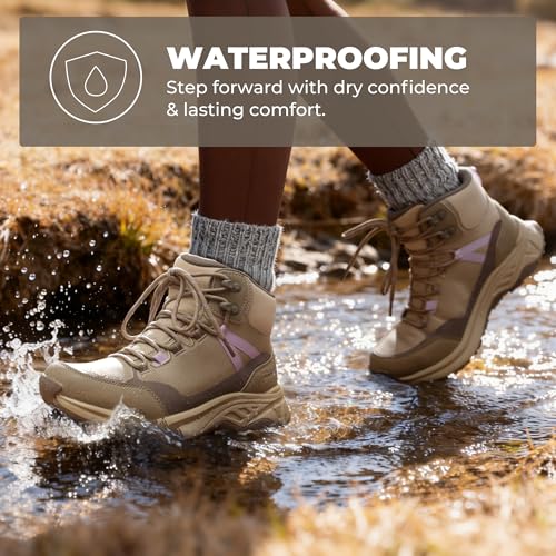 NORTIV 8 Women's Hiking Boots Waterproof Lightweight Outdoor Trekking Comfortable Non-Slip Backpacking Camping Ankle Boot ...