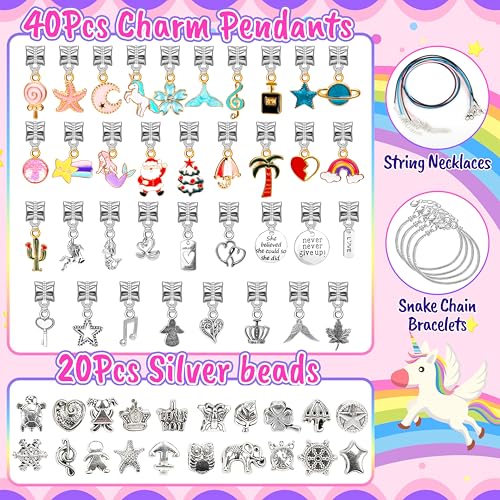 AMAZING TIME 130 Pcs Charm Bracelet Making Kit, Jewelry Toy for Girl Age 8-12 Beads Craft Set for 5 6 7 8 9 10 11 12 Year ...