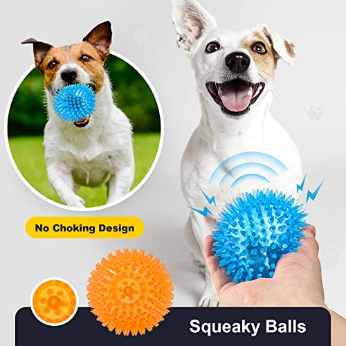 VITEVER 8 Colors 2.5” Squeaky Dog Toy Balls for Small Medium Dogs, Puppy Chew Toys for Teething, Spiky Balls for Small Dog...