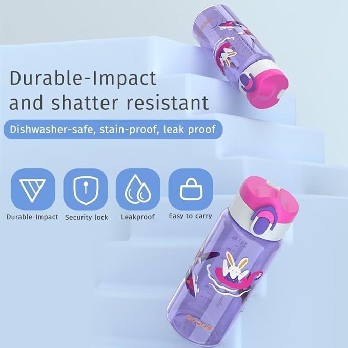 Evorie Kids Water Bottle for School, No Straw 13oz BPA Free Tritan Bottle, Leak Proof with Flip Top Lightweight for Outdoor (Honey Bear)