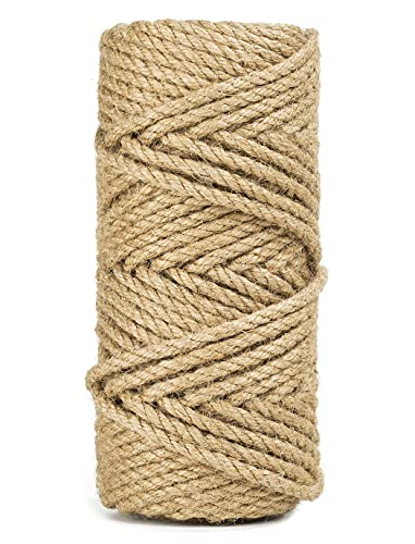 100 Feet 5mm Jute Twine, Heavy Duty Jute Rope, Natural Hemp Rope for DIY Arts Crafts, Gardening, Bundling，Home Decorating,...
