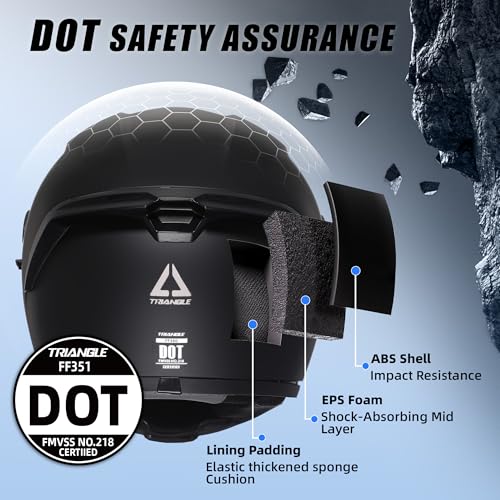 TRIANGLE Motorcycle Helmets Full face Helmet for Adults Men and Women Dual Visor with Internal Sunshield DOT Approved (Mat...