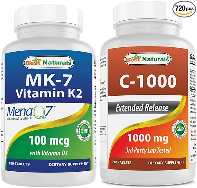 Best Naturals Vitamin K2 (MK7) with D3 & Vitamin C 1000 mg