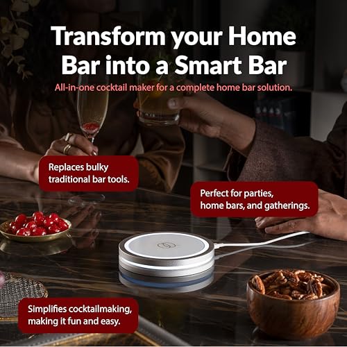Barsys Smart Coaster 2.0 (Black) – Portable Cocktail Maker & Drink Mixer, App-Enabled Home Bartender Machine with 1000+ Re...