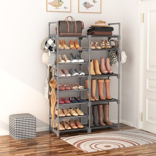 ROJASOP Shoe Rack, Shoe Storage Organizer for Closet Entryway Garage Bedroom, 8 Tier Tall Metal Shoe Shelf for 26-32 Pairs...