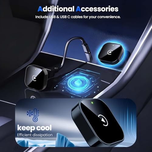 Yizro Wireless CarPlay Adapter for Apple iPhone & Android, 2-in-1 Adapter Convert Wired to Wireless Dongle