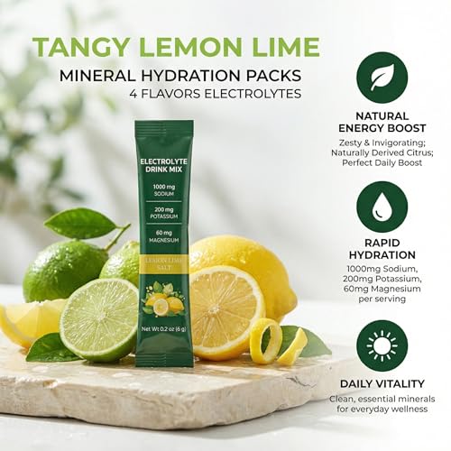Mineral Hydration Pack - Organic Fruit Electrolyte Powder with 80+ Essential Minerals, Zero Calorie & Sugar, Four Flavors ...
