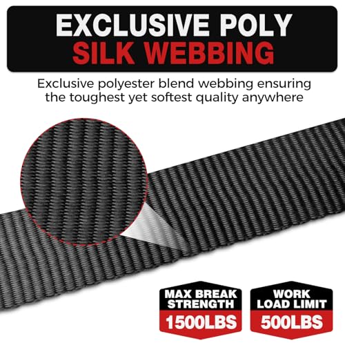 Autofonder Retractable Ratchet Straps with Soft Loops (4 Pack)-(1,500lb Break Strength)-1 Inch x 12 Feet Heavy Duty Auto S...