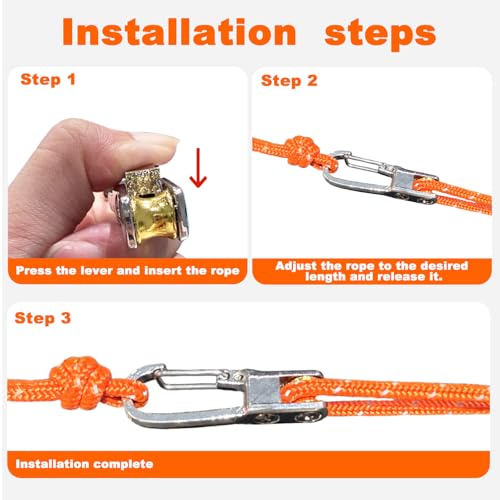 Rope Tightening Tool & Tensioner 6-Pack with Smooth Roller Design Heavy Duty Adjuster for Camping, Tarps, Tents, Awnings &...