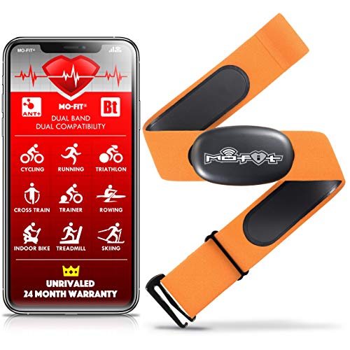 Mo-Fit Heart Rate Monitor Chest Strap for Garmin, Apple, Android, Peloton, Zwift, Strava, ANT+ and Most Bluetooth 4.0 Enab...