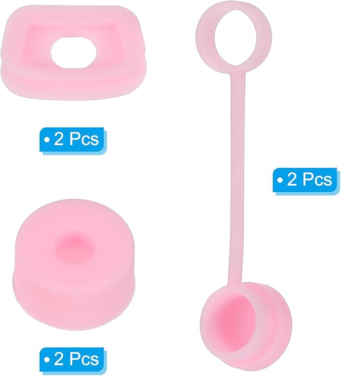 PATIKIL Silicone Spill Stopper for Straw Cup 1.0 40oz/ 30oz, Set of 6 Tumbler Accessories Including 2 Straw Cover Cap, 2 Square Spill Stopper and 2 Round Leak Stopper, Pink