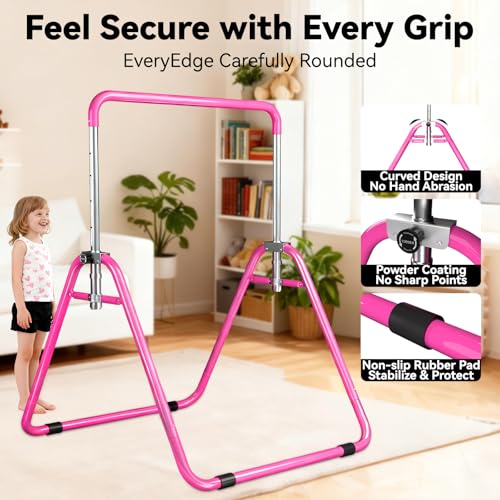 WATBKHE Kids Gymnastics Bar Gymnastic Equipment for Home Adjustable Height Gymnastic Training Bar Gymnastic Stuff for 3-7 ...