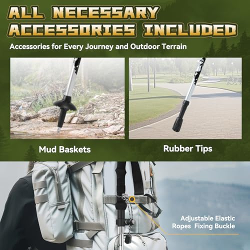 THRISTRIDE Single Collapsible Trekking Pole for Hiking - Aluminum Lightweight Hiking Stick for Women, Men & Seniors, Adjus...
