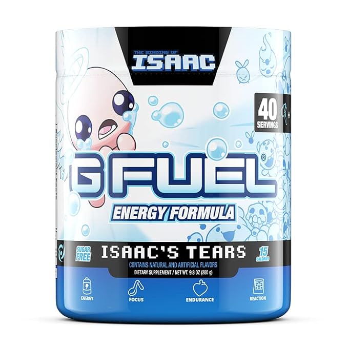 G Fuel The Binding of Isaac Energy Powder, Sugar Free, Clean Caffeine Focus Supplement, Water Mix, White Grape and Pineapple Flavor, Focus Amino, Vitamin + Antioxidants Blend - 9.8 oz (40 Servings)