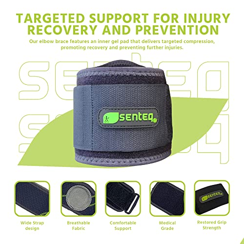SENTEQ Elbow Brace Support Strap - Forearm Compression Sleeve, Tennis Elbow Brace for Men and Women, Fit Wrap Band for Wei...
