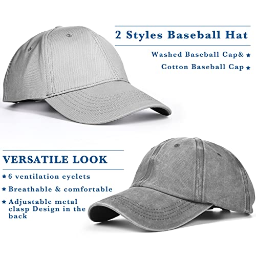 Jecery 12 Pcs Baseball Caps for Women Men Washed Baseball Hat Adjustable Cotton Sports Caps for Adults Outdoor Activities