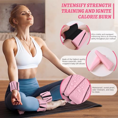BECOJADDE Ankle Weights Set of 2 (1 lb/2 lb/3 lb Each) Adjustable Wrist Weights for Women Men Wearable Arm Leg Weight for ...