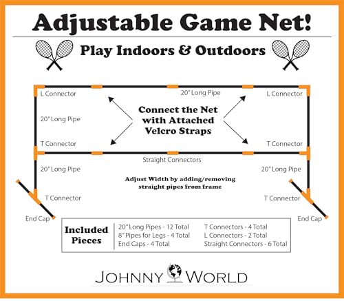 Johnny World Play Sports Net for Kids - 82" x 44" - Portable Pickleball Badminton Tennis Volleyball Net for Indoor Outdoor...
