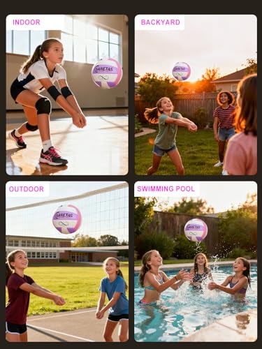Saretas Volleyballs, PU Official Size Soft Touch Kids Volley Ball, Cute Volleyball for Girl, Christmas Volleyball Gifts fo...
