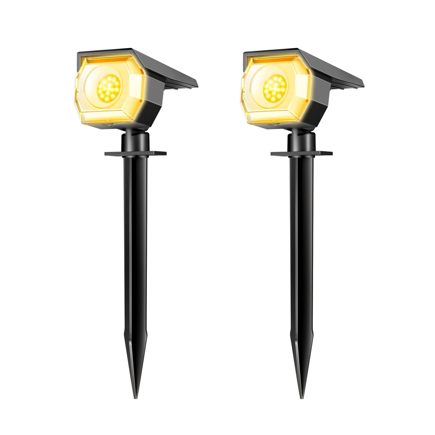 Peasur Solar Spot Lights 2 Pack, Waterproof Auto On/Off Landscape Lighting, Warm White, Model Gs19 For Yard Garden Pathway