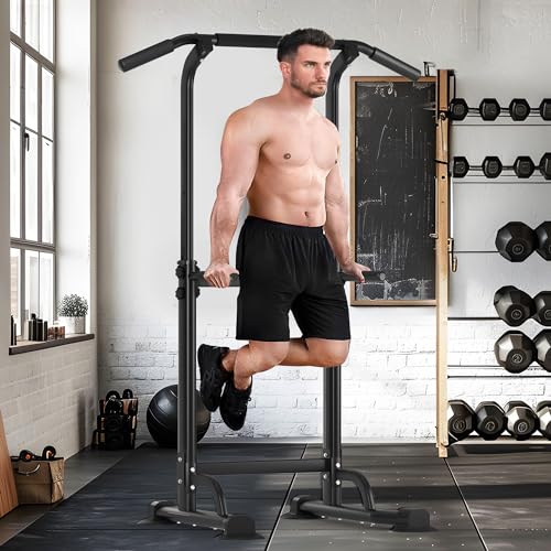 SogesHome Power Tower Pull Up Bar and Dip Station, Height Adjustable Dip Stand Exercise Machine for Home Gym, Multi-Functi...
