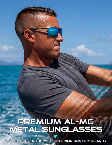 ATTCL Polarized Sunglasses Men Sports: UV Protection Anti Glare Wrap Around Lightweight Metal Driving Fishing Golf Running