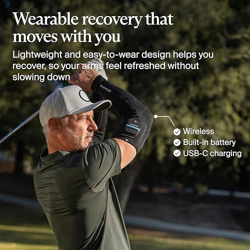 Therabody RecoveryPulse Arm - Compression and Vibration Sleeve for On The Go Relief, Reduce Soreness and Pain in Arms, Inc...