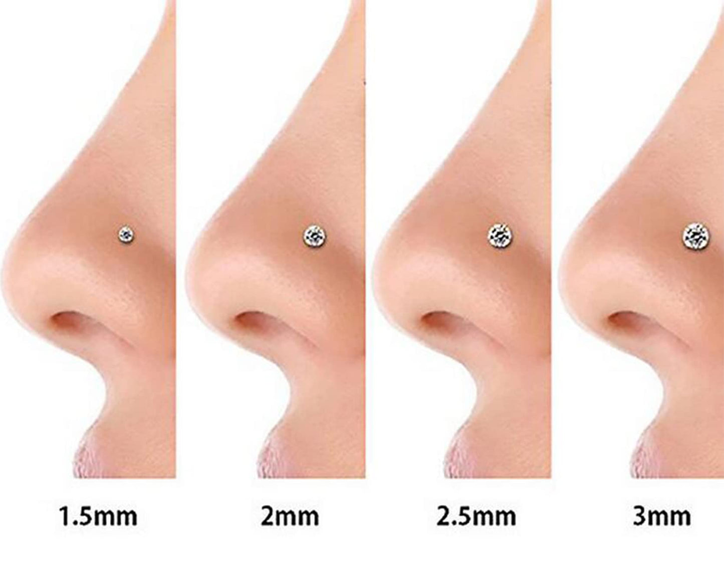 Kridzisw 18G Theadless Push in Nose rings Stud Piercing Jewelry for Women Surgical Stainless Steel Silver Flat Back Cartilage Tr