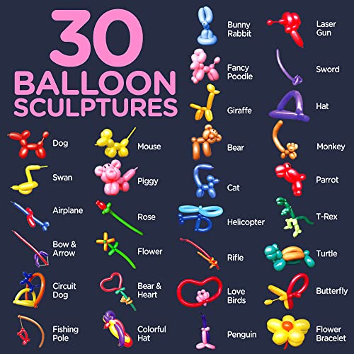 Learn & Climb DIY Balloon Animal Kit for Beginners. Fun Twisting & Modeling Activity for Party. Makes 30+ Sculptures, Pump...