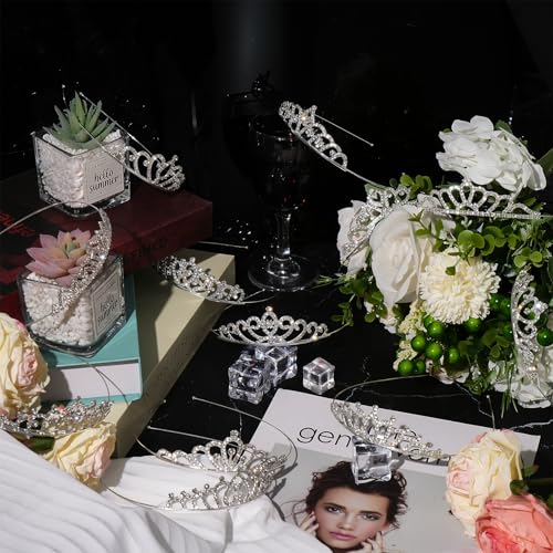 COODHI 12PCS Tiaras Silver Metal Sparkly Glitter Rhinestone Crown Headbands Wedding Prom Birthday Party Princess Hair Tiar...