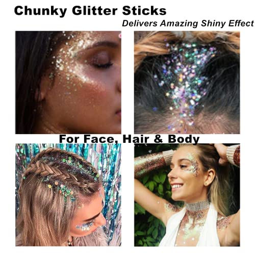 Mysense Pink Body Glitter Stick, Singer Concert Outfit Face Glitter Makeup, Festival Rave Pride Accessories, Hair Glitter ...