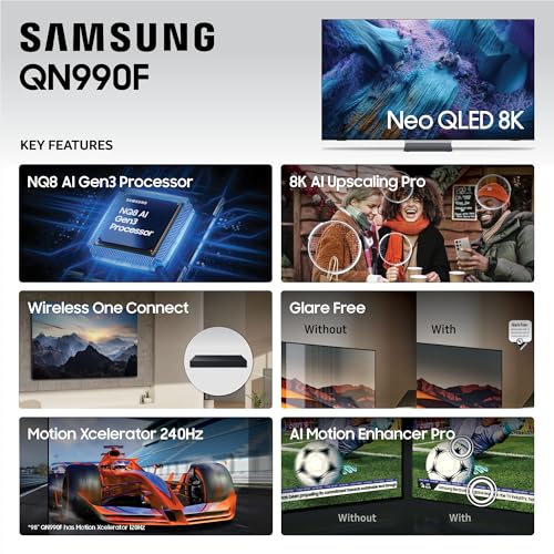Samsung 85-Inch Class Neo QLED QN990F 8K Mini LED Smart TV (2025 Model) NQ8 AI Gen3 Processor, Upscaling Pro, Wireless One...