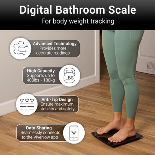 Vive Precision Smart Scale – Digital Bathroom Scale for Body Weight with Bluetooth & Vive App Sync – Accurate Health Monit...