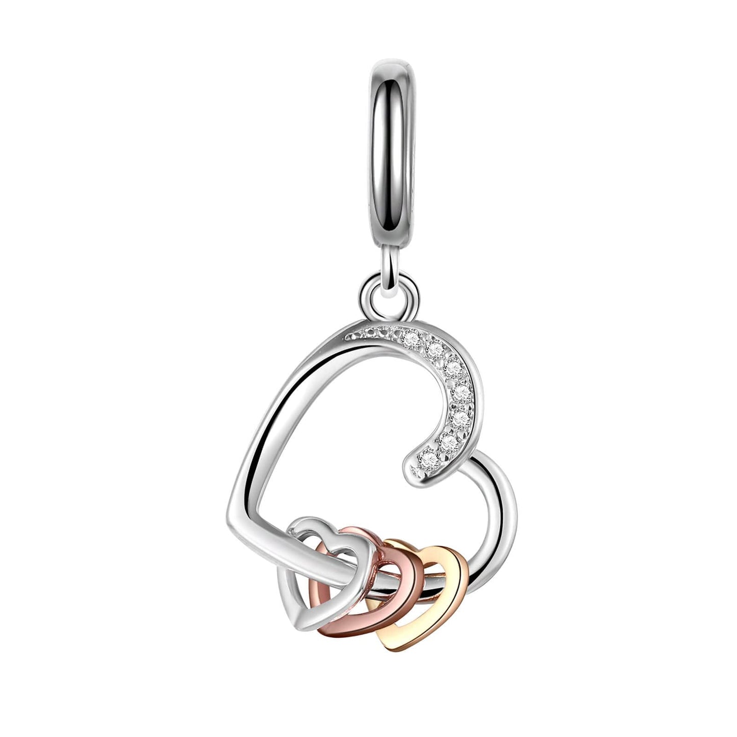 dazlily Love Heart to Heart Charm 925 Sterling Silver Charms fit for Bracelets Necklaces Jewelry