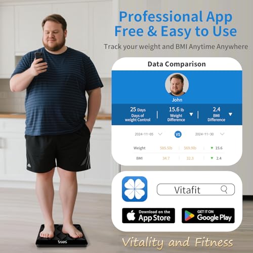 Vitafit Amazing 660lb Smart Bathroom Scale for Body Weight in 0.1lb, High Accuracy Assured by Scale Professional Factory S...