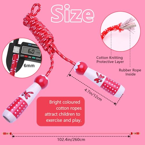 EGOSKY Jump Rope Kids, 7.2ft Children Adjustable Cotton Skipping Rope with Wooden Handle for Boys Girls Fitness Outdoor Ac...