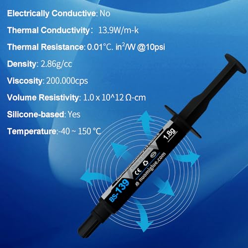 BSFF Thermal Paste, 1.8g with Toolkit CPU Paste Thermal Compound Paste Heatsink for IC/Processor/CPU/All Coolers, Carbon B...