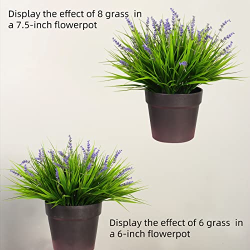 alyptus 12 Bundles Artificial Plants Outdoor Fake Monkey Grass with Flowers for Pot UV Resistant Plant Decor for Window Ga...