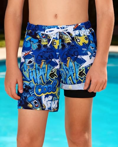 Latnnut Boys Swim Trunks with Compression Liner Quick Dry Beach Shorts Big Kids Bathing Suit Board Shorts Swimwear 5-16Y