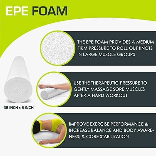 ProsourceFit Flex Foam Rollers & Half-Round Foam Rollers 12” & 36” for Muscle Massage, Physical Therapy, Core & Balance Ex...