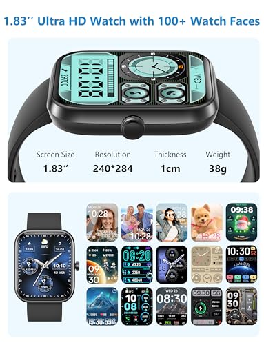 Smart Watch, 1.83'' Smartwatch Women Men Answer Make Calls, Alexa Fitness Watch, IP68 Waterproof Fitness Tracker Watch, He...