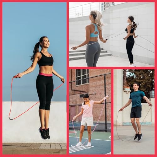 TIMEASY Weighted Jump Rope Nylon Adjustable - Tangle-Free Jump Rope for Women, Men, Kids, and Adults with Foam Handle, Rap...