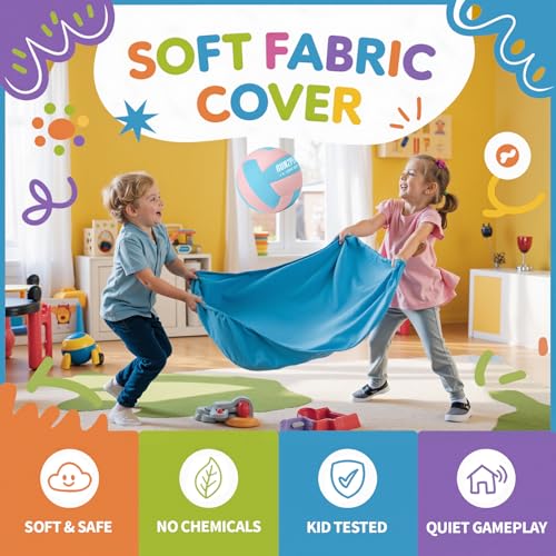 RUN2PEAK Super Soft Light Volleyball - Safe and Quiet Fabric Volleyball Ball for Indoor Play - Official Size 5 Kids Youth ...