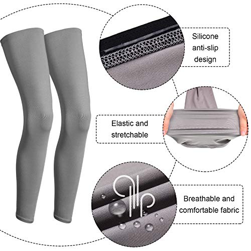 Geyoga 3 Pairs Compression Leg Sleeves Full Length Long Knee UV Protection Sleeves for Outdoor Sports Cycling Football
