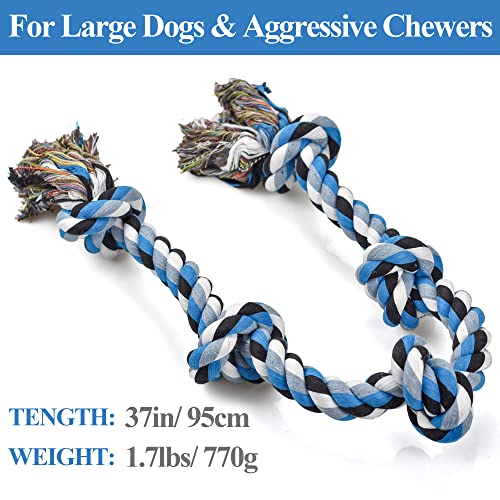 LECHONG Dog Toys for Aggressive Chewers Tough Rope Chew Toys for Large and Medium Dog 3 Feet 5 Knots Indestructible Cotton...